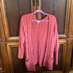 Pinkish red cardigan